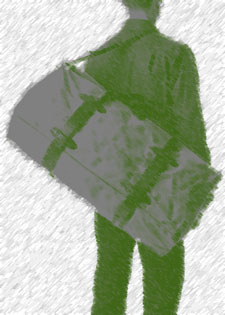 Soldier with duffel bag in olive drab