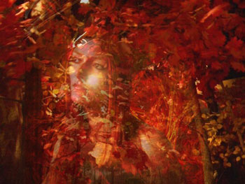 Autumn scene with superimposed goddess