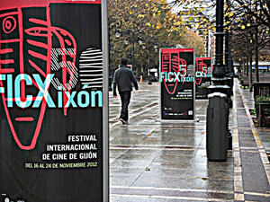 Gijon poster with pedestrians