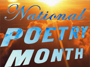 National Poetry Month graphic with sunrise