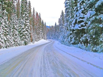 Snowy road with blur