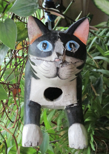 Painted wooden cat