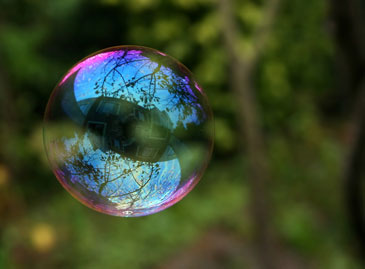 Reflection in a soap bubble