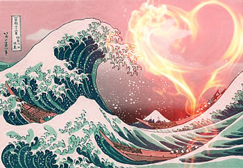 Great Wave with a fiery heart
