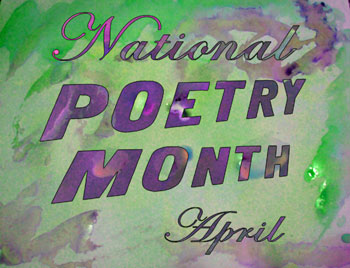 National Poetry Month on green watercolor background