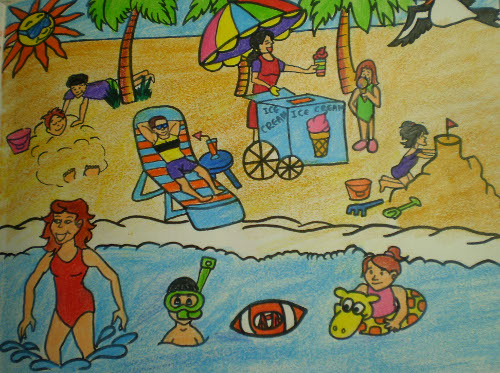 Summer beach scene titled Heat