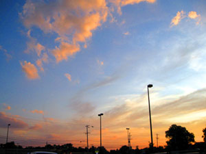 Sunset over parking lot