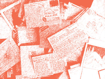 Pile of letters in red