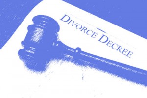 Divorce decree with gavel